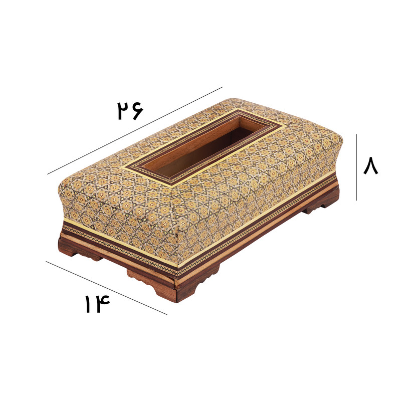 جعبه دستمال کاغذی  کشویی مدل خاتم کاری تخمه دار