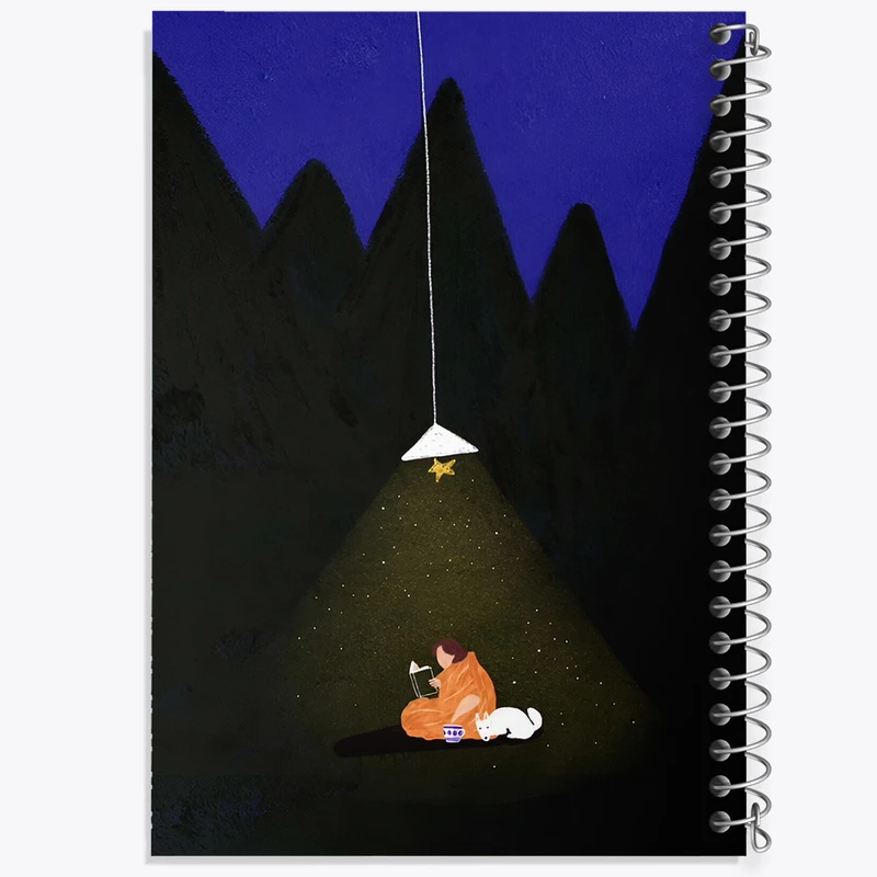 دفتر شطرنجی 50 برگ خندالو طرح شب و کتاب کد F7371