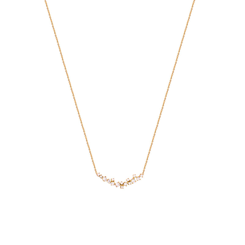 گردنبند طلا 18 عیار زنانه الی گالری مدل هلال نگینی