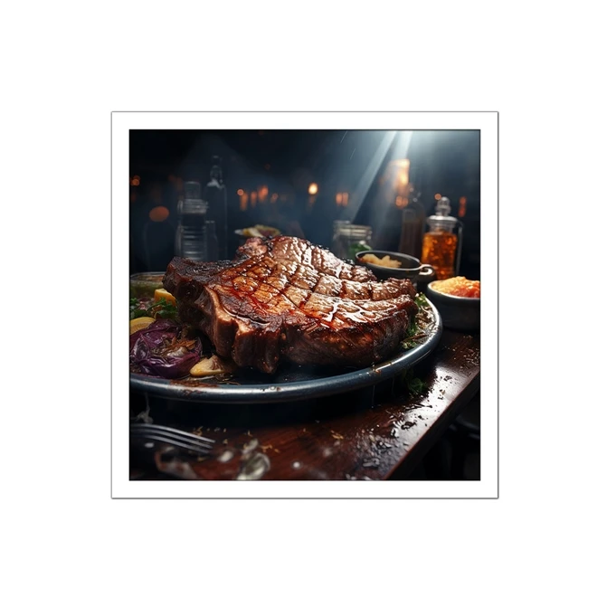 تابلو نوری بکلیت طرح رستوران استیک گوشت مدل W-MID-15636