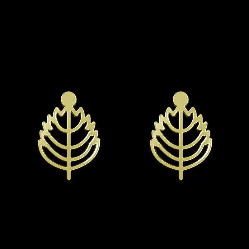 گوشواره طلا 18 عیار زنانه مدوپد مدل برگ کد GA1-16016