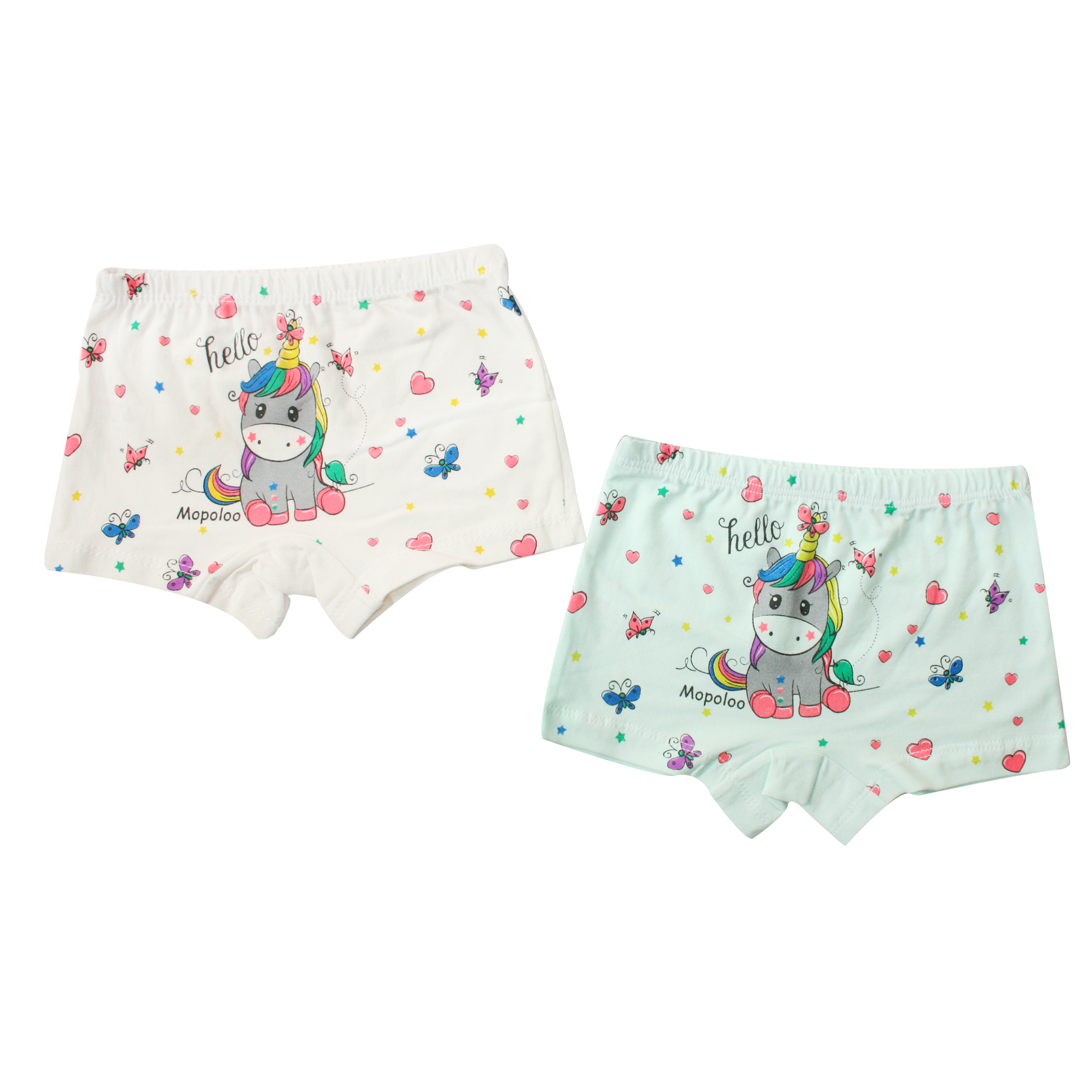 شورت دخترانه موپولو طرح اسب شاخ دار کد 1066 مجموعه 2 عددی