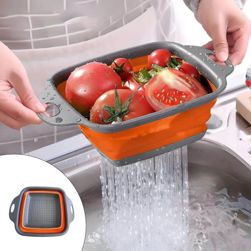 آبکش مدل سیلیکونی تاشو چهارگوش