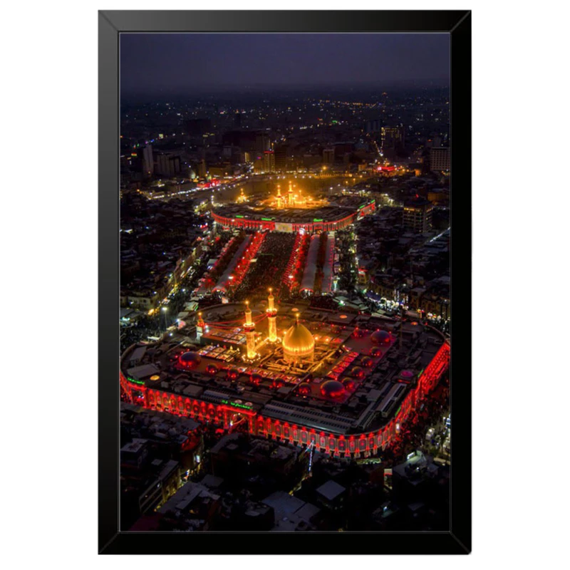 تابلو بکلیت طرح حرم مطهر امام حسین علیه السلام (کربلا) بین الحرمین مدل B-po2120 فریم مشکی