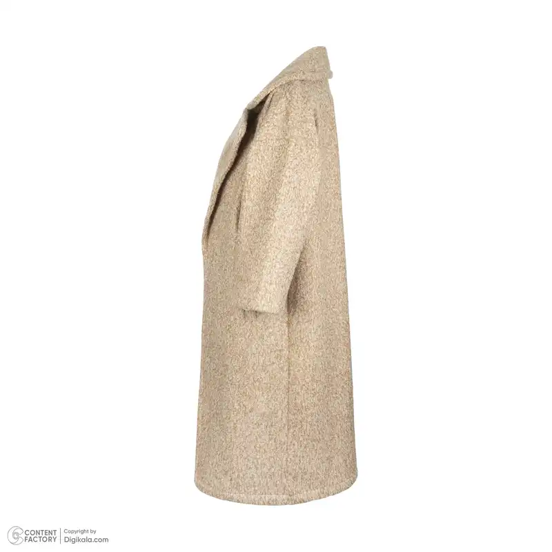 پالتو زنانه ژیار مدل یقه انگلیسی رنگ کرم شتری