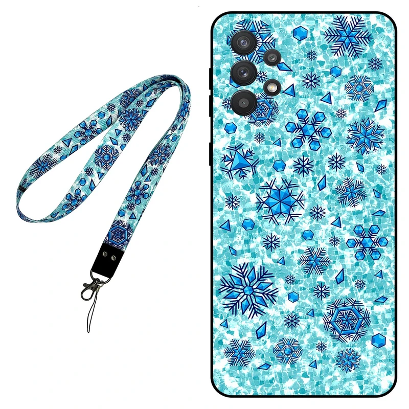 کاور مگافون طرح برف مدل 0014 مناسب برای گوشی موبایل سامسونگ Galaxy A52 4G / A52 5G / A52S به همراه بند گردنی 