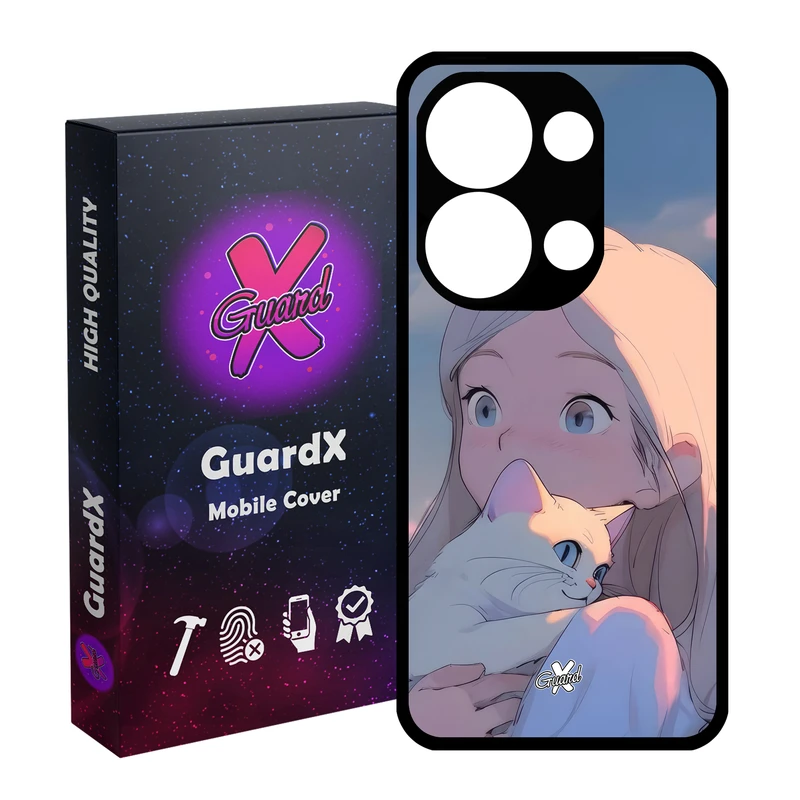 کاور گارد ایکس طرح دختر گربه مدل Glass10661 مناسب برای گوشی موبایل شیائومی Poco X6 5G / Note 13 Pro 5G