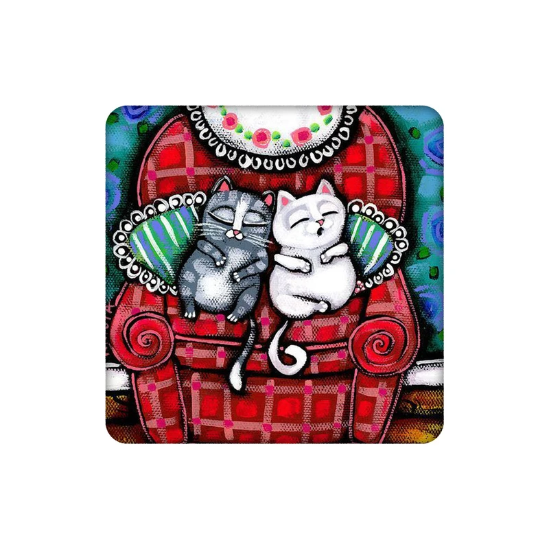 زیرلیوانی طرح مبل و گربه های خسته  کد 5932984