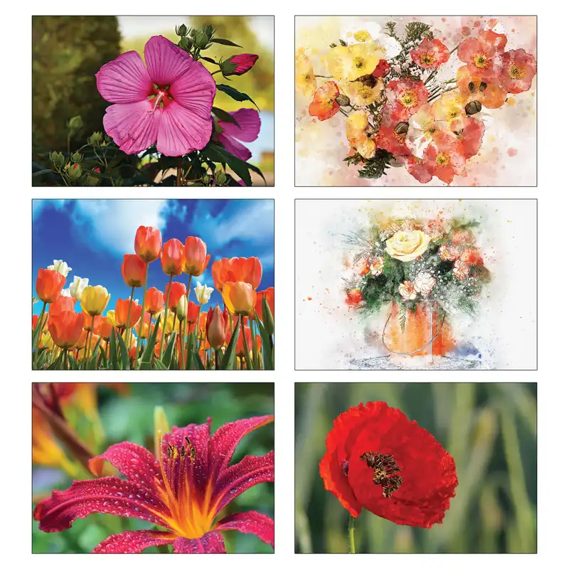 کارت پستال طرح گل مدل PC017 مجموعه 12 عددی