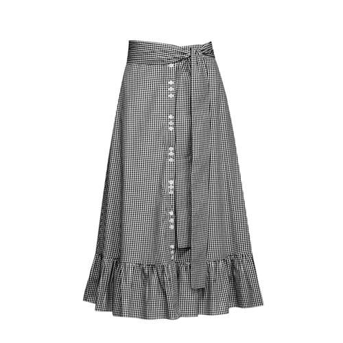 دامن زنانه مدل چهارخونه کمربنددار