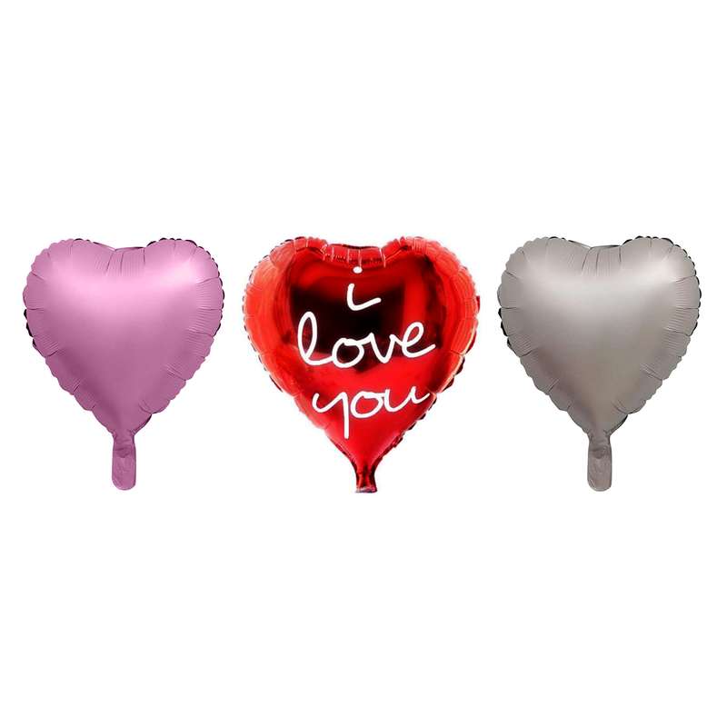 بادکنک فویلی طرح قلب مدل LOVE-chrome مجموعه سه عددی