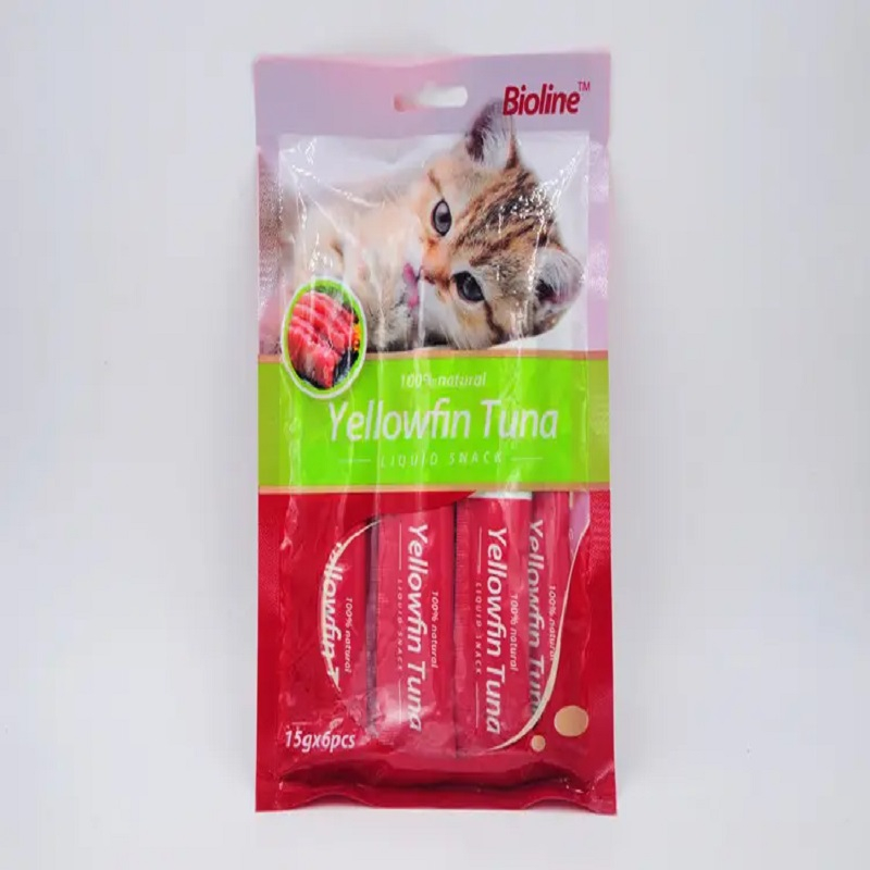 بستنی گربه بایولاین مدل طعم ماهی تن وزن 15 گرم بسته 6 عددی