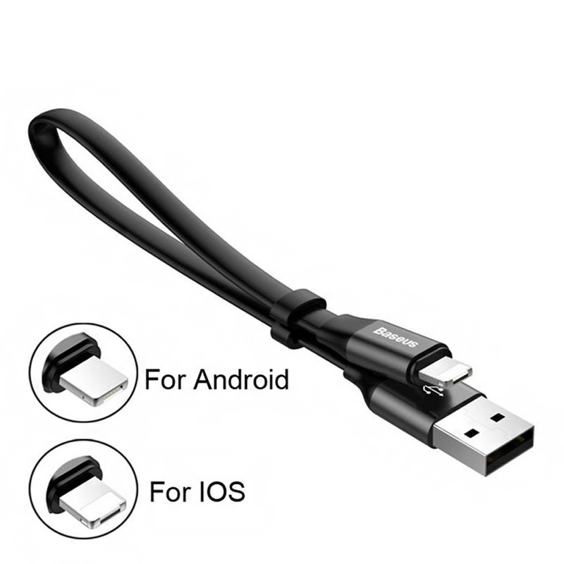 کابل تبدیل USB به لایتنینگ/MicroUSB باسئوس مدل Two-in-One طول 0.23 متر