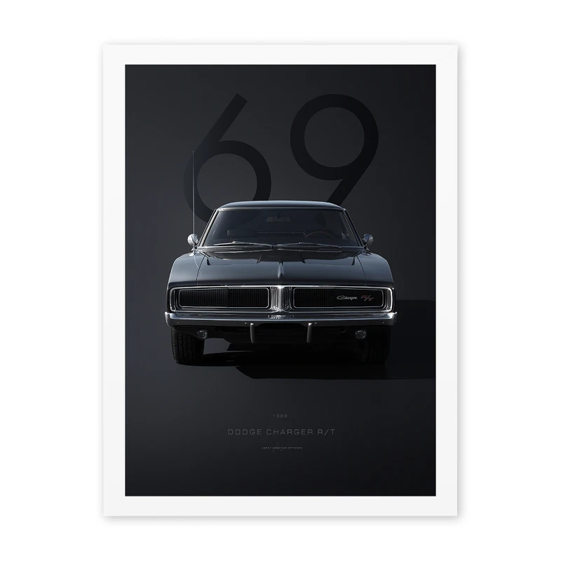 تابلو مدل دکوراتیو طرح ماشین دوج چارجر کد 1049 فریم سفید