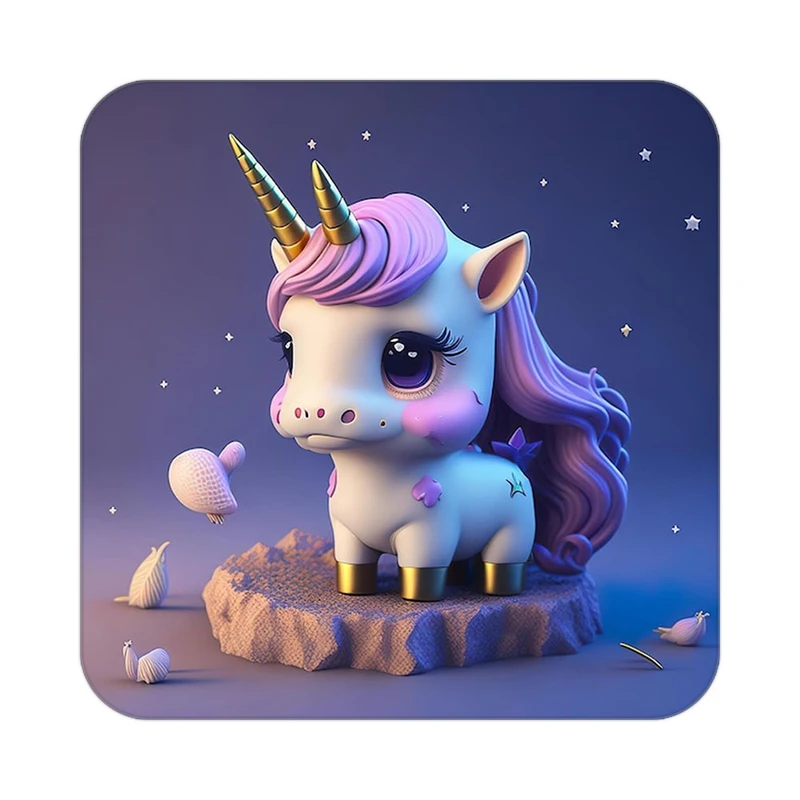 زیر لیوانی کاکتی طرح اسب تک شاخ و یونیکورن مدل mp33546