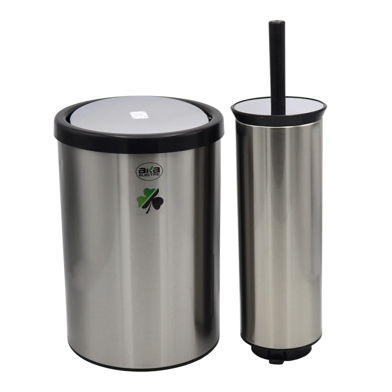 ست سطل زباله و فرچه آکا الکتریک مدل ویل دور طرح بادبزنی کد YP-VILDOR-5L