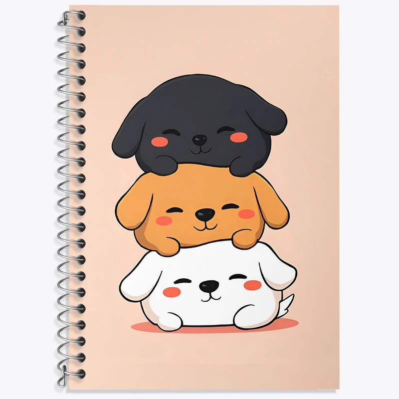 دفتر زبان 50 برگ خندالو مدل سه خط طرح سگ های کیوت کد N3328