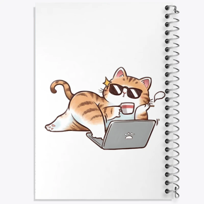 دفتر ژورنال نویسی 50 برگ خندالو مدل نقطه ای طرح گربه کیوت کد N3040