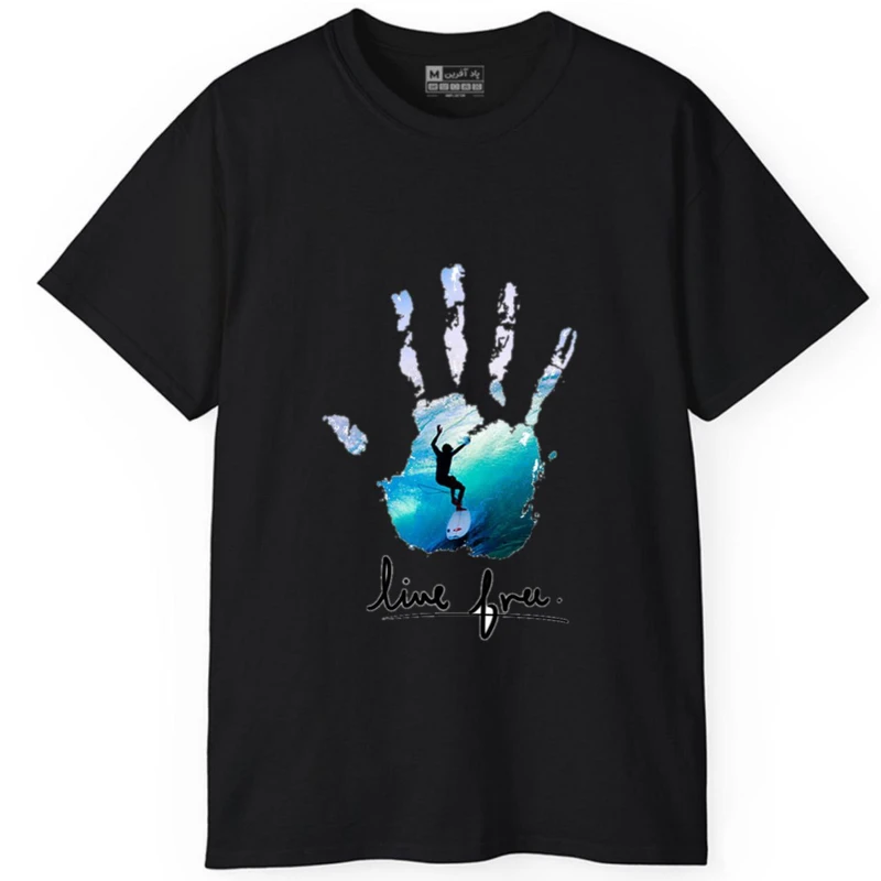 تی‌شرت آستین کوتاه مردانه پاد آفرین مدل دست دریا کد 1961