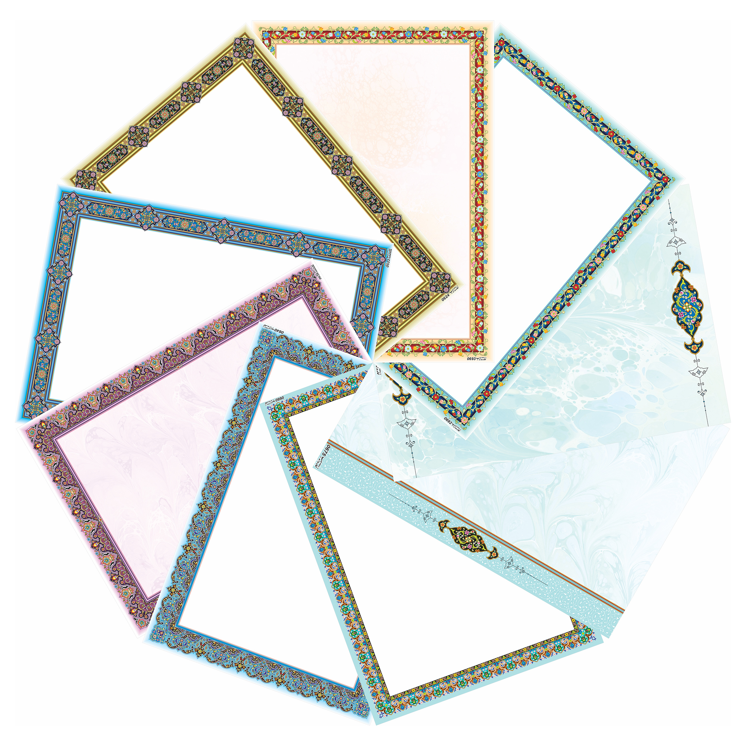 کاغذ تذهیب A5 خانه تذهیب طرح و رنگ کد A59 مجموعه 100 عددی