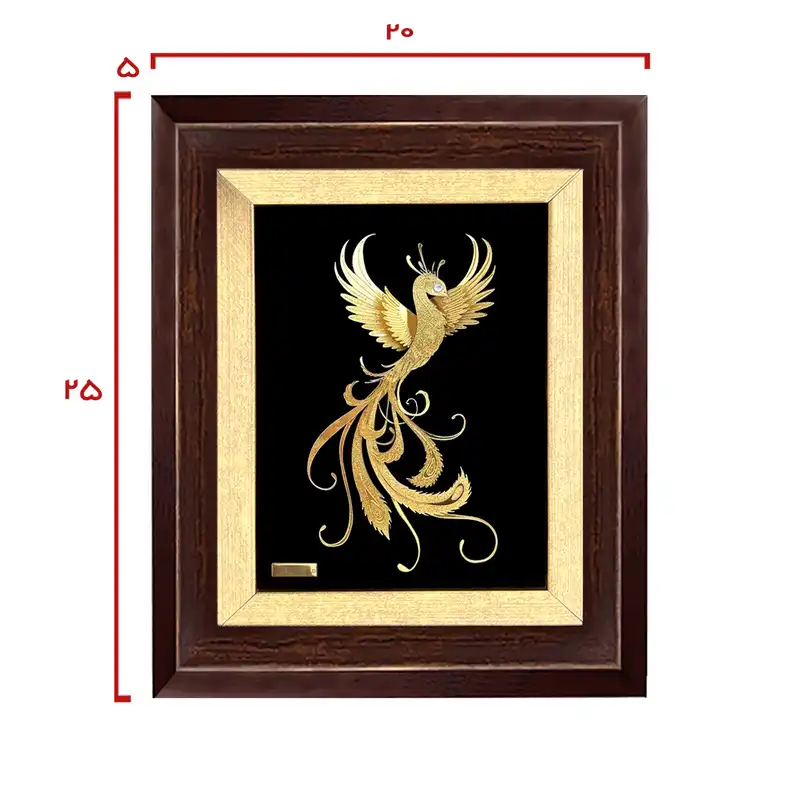 تابلو طلا کوب مارک گلد طرح ققنوس TF017