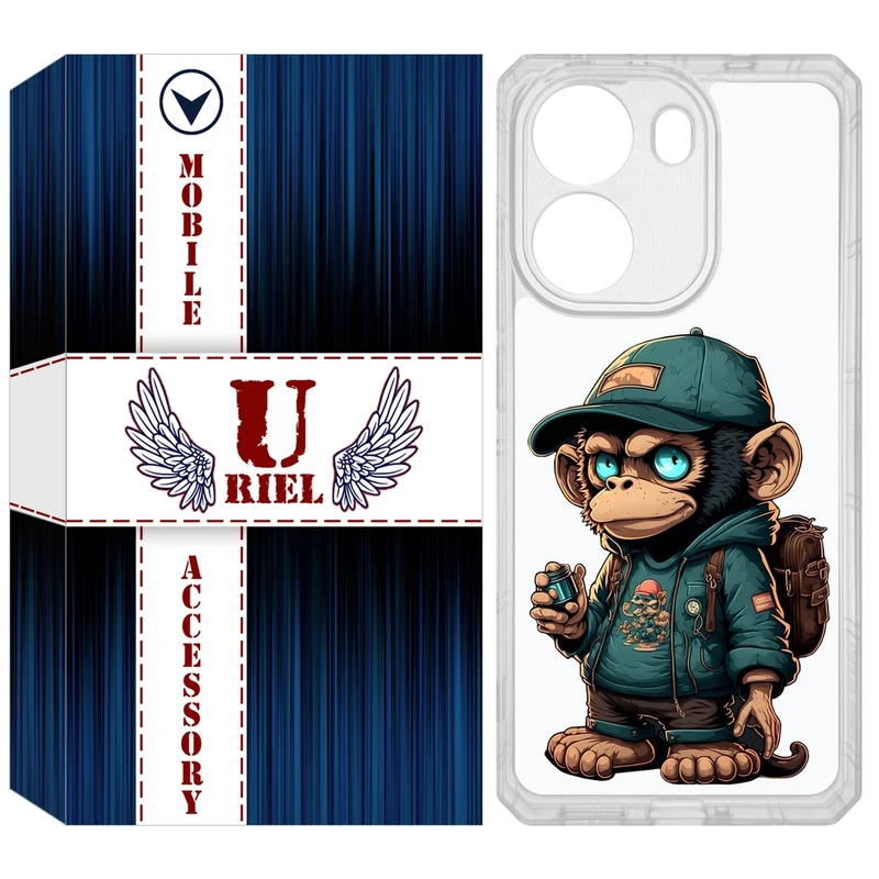 کاور یوریل مدل Clear کد 36 طرح میمون مناسب برای گوشی موبایل شیائومی Poco X7 Pro