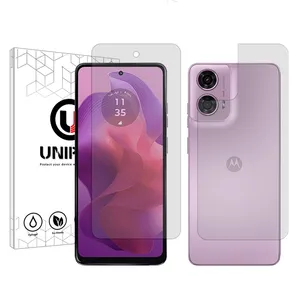 Unipro Star 4 model transparent screen protector suitable for Motorola Moto G24 mobile phone along with the back of the phone