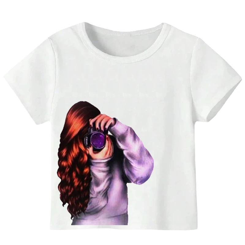 تی شرت آستین کوتاه دخترانه مدل دختر عکاس WS38
