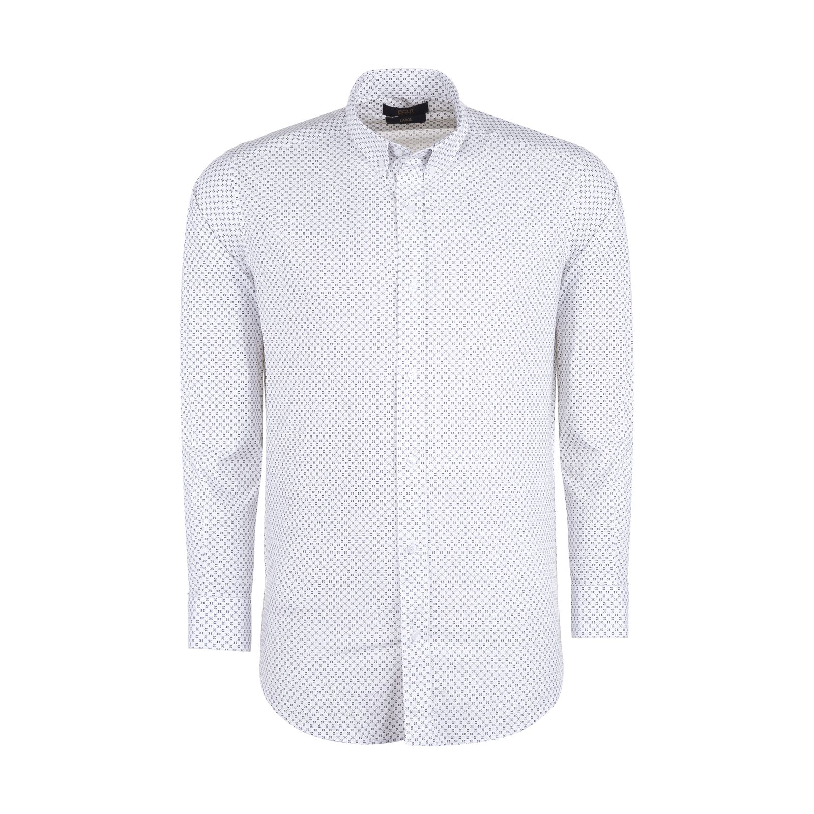 پیراهن آستین بلند مردانه ایکات مدل PST1152395 رنگ سفید -  - 1
