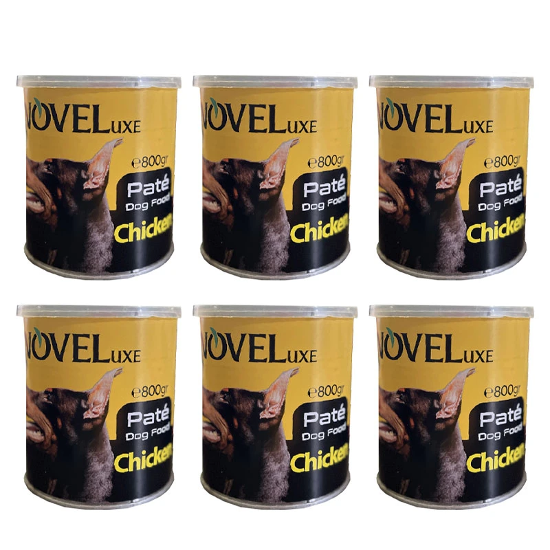 کنسرو غذای سگ نوول لوکس مدل مرغ وزن 800 گرم بسته 6 عددی