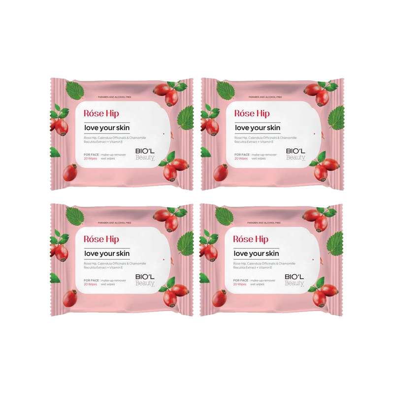 دستمال مرطوب بیول مدل Rose Hip مجموعه 4 عددی