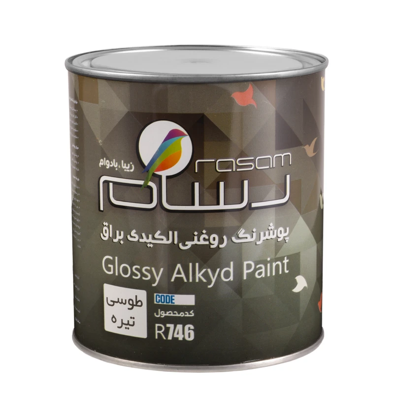 پوشرنگ روغنی آلکیدی طوسی تیره رسام کد R746 وزن 1100 گرم