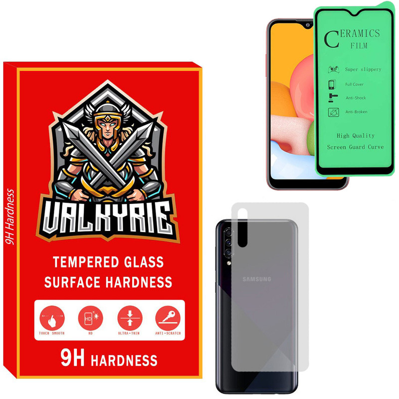 محافظ صفحه نمایش سرامیکی والکری مدل CRBKV_01 مناسب برای گوشی موبایل سامسونگ Galaxy A30s به همراه محافظ پشت گوشی