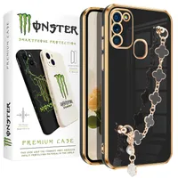 کاور مانستر مدل Black Flower مناسب برای گوشی موبایل سامسونگ Galaxy M21 / M30sبه همراه آویز