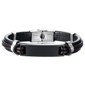 دستبند مردانه گالری گوهرسنگ مدل چرمی کد OT_088_NEW