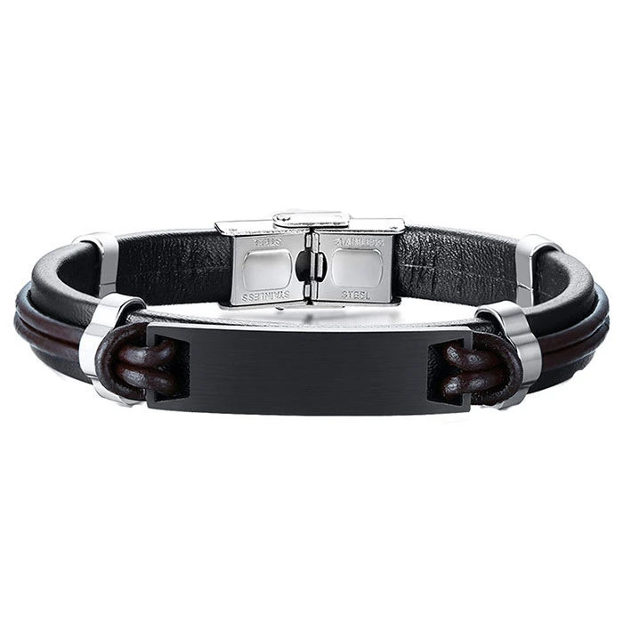دستبند مردانه گالری گوهرسنگ مدل چرمی کد OT_088_NEW