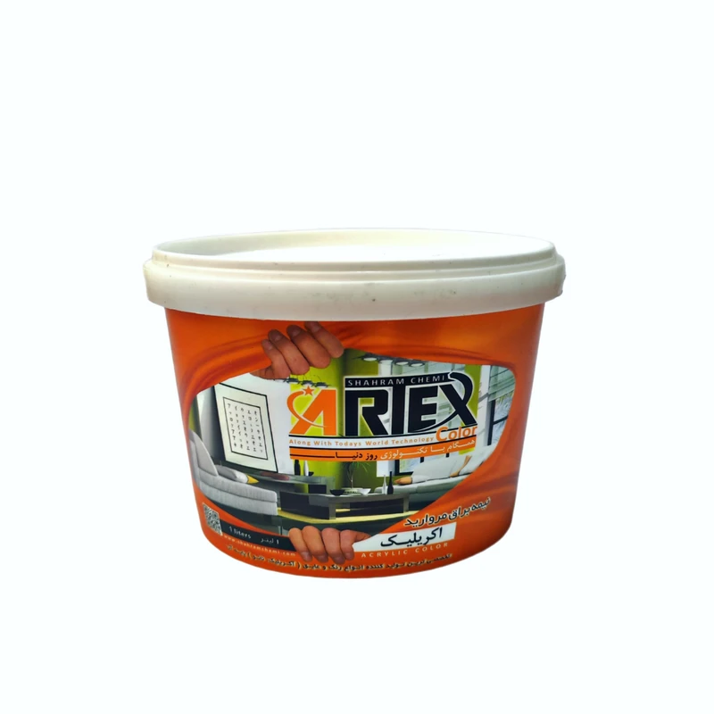 رنگ اکریلیک سفید نیمه براق مروارید آرتکس مدل rc24 وزن 4 کیلوگرم 