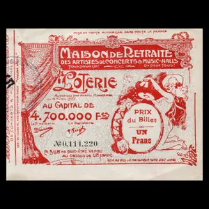 اسکناس تزئینی طرح کشور فرانسه مدل 4.700.000 فرانک 1907