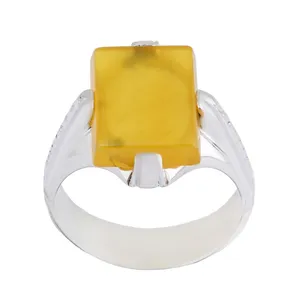 انگشتر نقره مردانه بازرگانی میلادی مدل عقیق زرد شرف الشمس  کد AM_2653