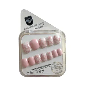 ناخن مصنوعی دست میراکل آرت مدل flower کد SH2400105 بسته 24 عددی