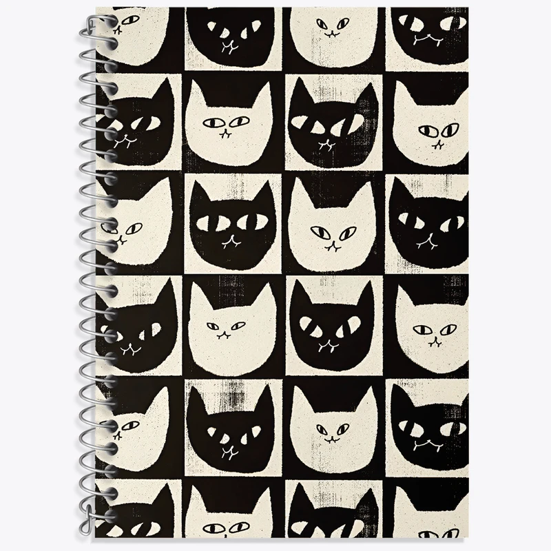 دفتر زبان 50 برگ خندالو مدل دو خط طرح پترن گربه ای کد N3218