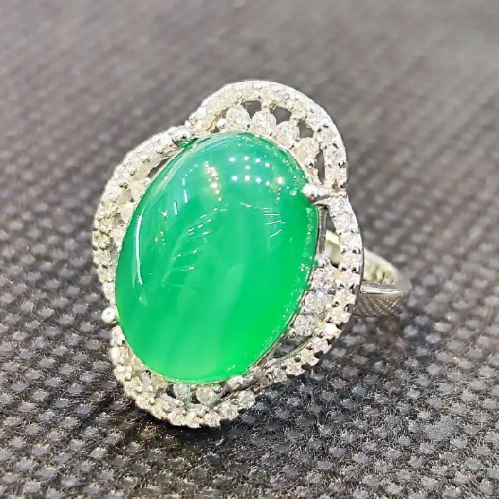 انگشتر نقره زنانه مدل سنگ عقیق خراسان کد 330