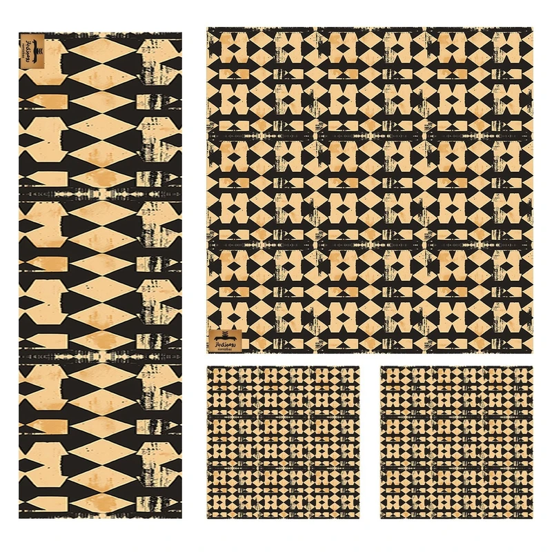 ست رومیزی 4 تیکه رومیزی باز مدل پتینه باستانی کد 11059