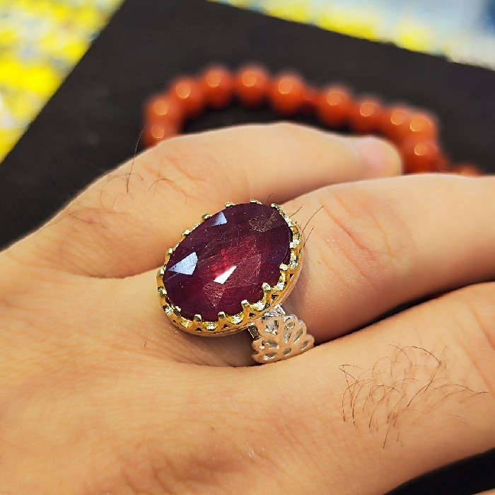 انگشتر نقره مردانه مدل یاقوت آفریقایی کد 358 انگشتر نقره مردانه مدل یاقوت آفریقایی کد 358