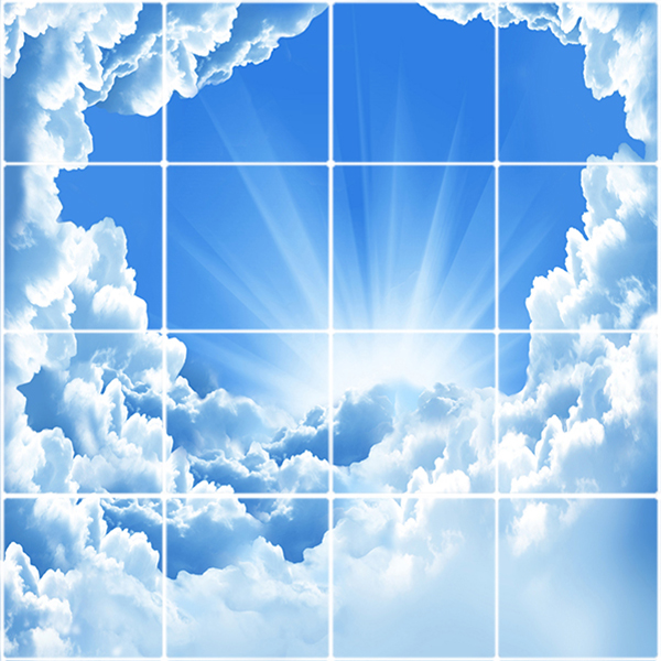 تایل سقفی  آسمان مجازی طرح خورشید و ابر کد ST 7106-16 سایز 60x60 سانتی متر مجموعه 16عددی