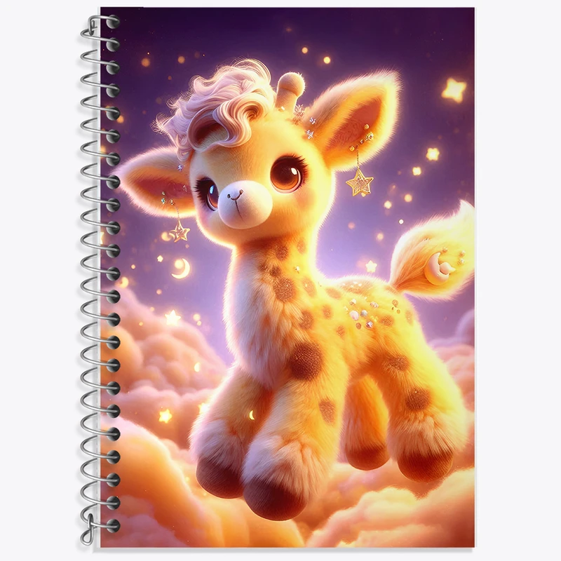 دفتر زبان 50 برگ خندالو مدل دو خط طرح زرافه کیوت کد F6080