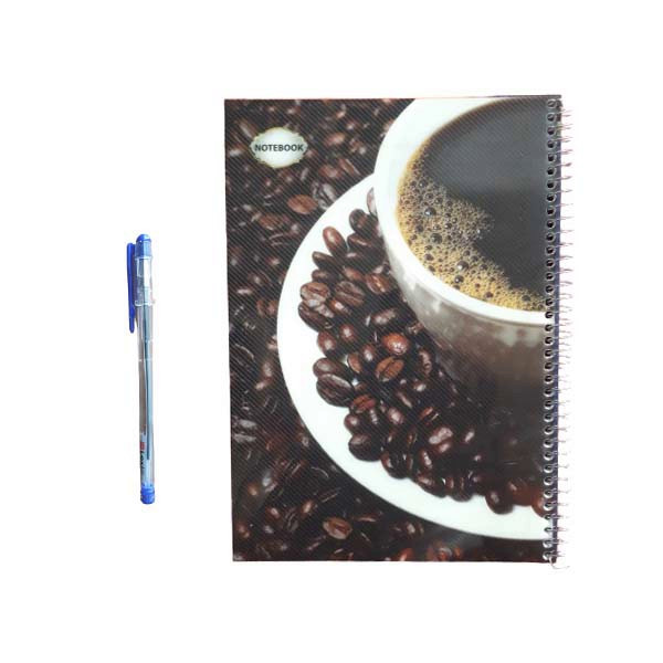 دفتر مشق 100 برگ مدل قهوه به همراه خودکار