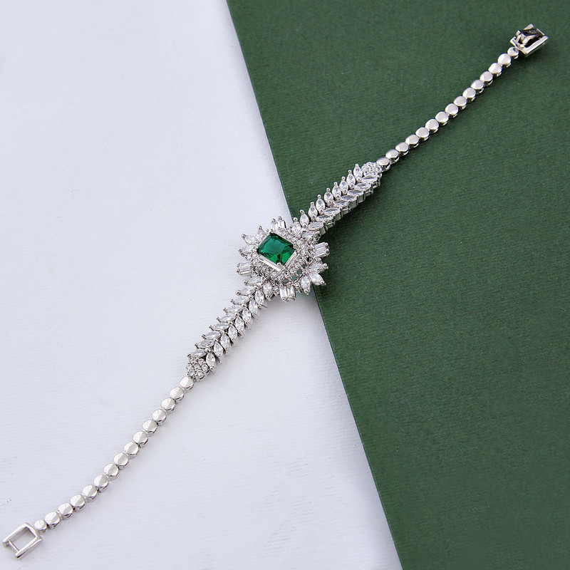 نیم ست نقره زنانه مدل قالب جواهری کوارتز تراش جواهری فول نگین بدون ریزش کد NTR_377