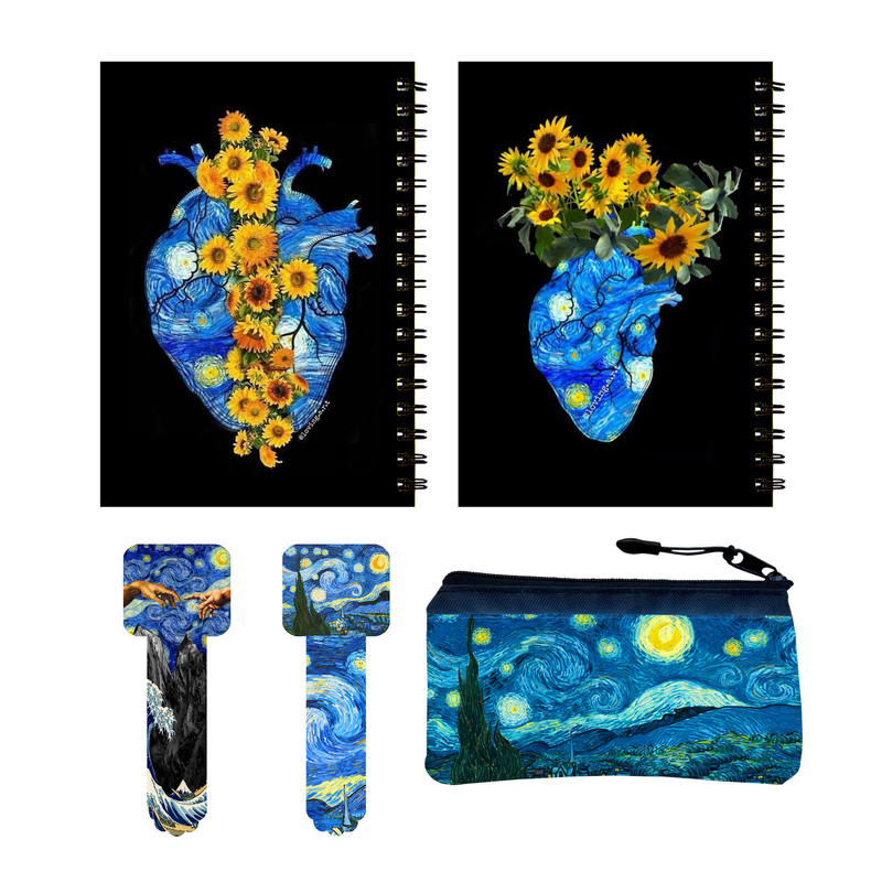 بسته لوازم تحریر مدل قلب شب پرستاره کد 837 مجموعه 5 عددی