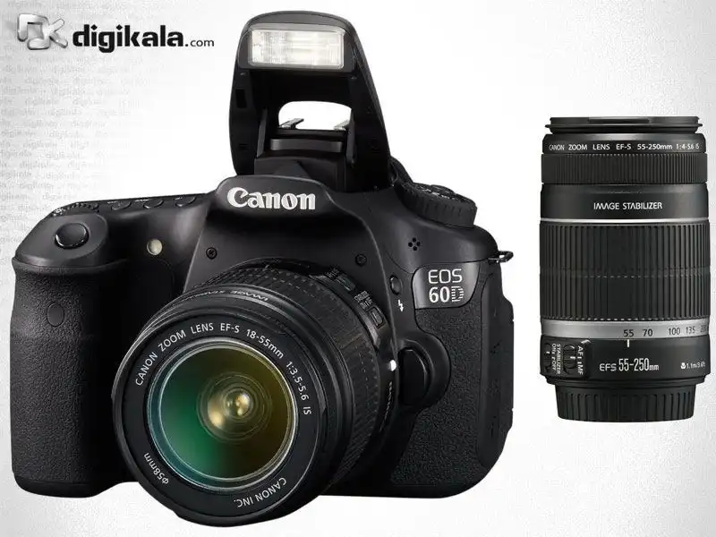 دوربین دیجیتال کانن ای او اس 60 دی کیت دو لنز 18-55 و 55-250